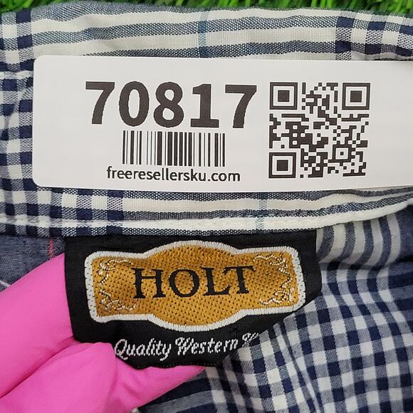 Vintage 80s Holt Shadow Pearl-Snap Shirt L 21x31 Long-Tails - Picture 7 of 11